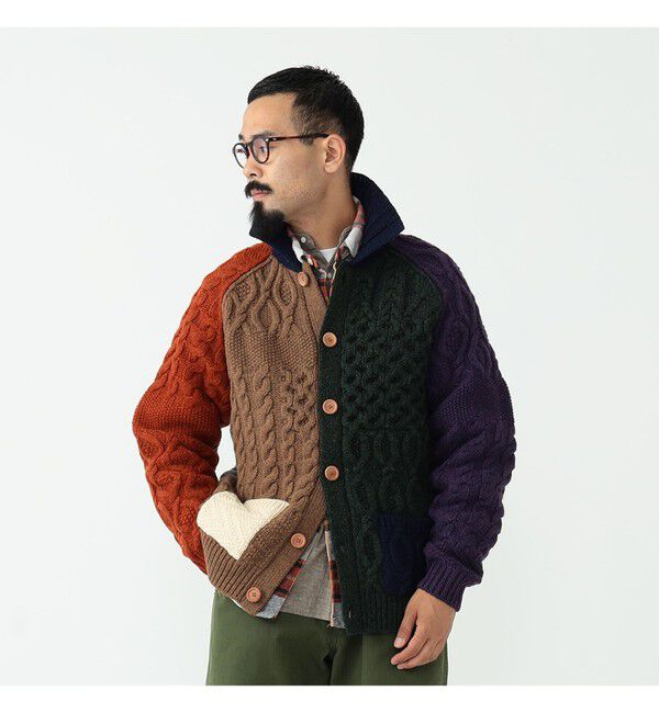 BEAMS PLUS「BEAMS PLUS / Cardigan Alan Patchwork」|カーディガン|
