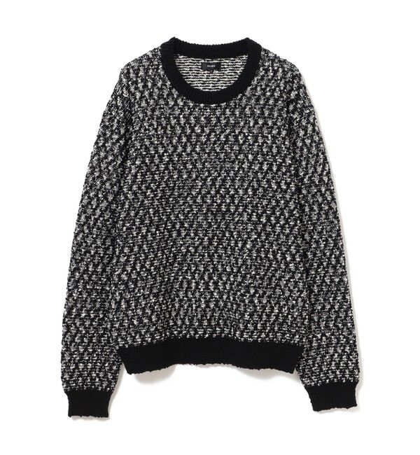 BEAMS「5ゲージ ツイーディー クルーネック ニット」|ニット・セーター|BLACK