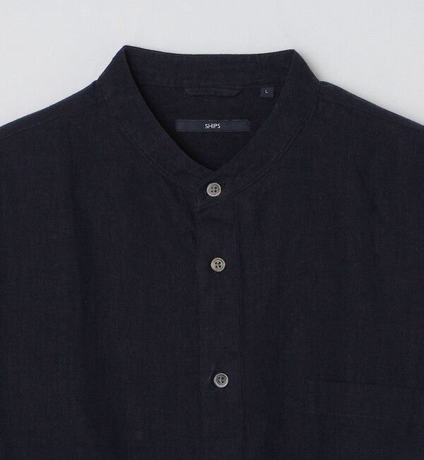 SHIPS「SHIPS: リネン キャンバス リラックスフィット バンドカラーシャツ」|シャツ・ブラウス|