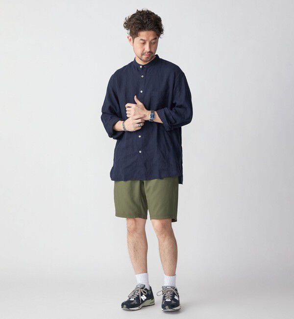 SHIPS「SHIPS: リネン キャンバス リラックスフィット バンドカラーシャツ」|シャツ・ブラウス|