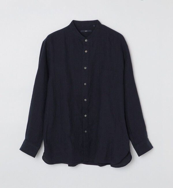 SHIPS「SHIPS: リネン キャンバス リラックスフィット バンドカラーシャツ」|シャツ・ブラウス|