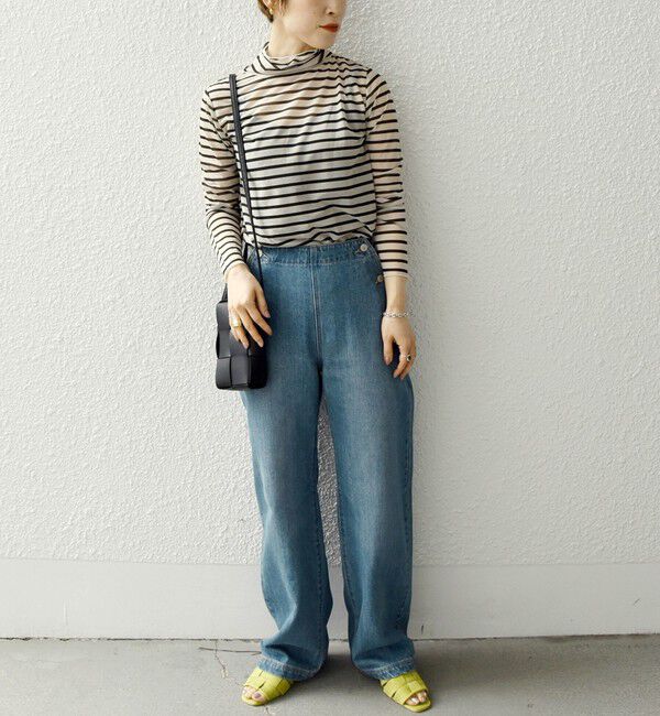 SHIPS any「SHIPS any:〈洗濯機可能〉シアー ボーダー タートルネック プルオーバー」|Tシャツ・カットソー|