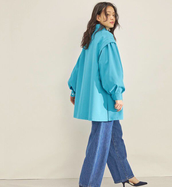 SHIPS for women「強撚 ギャバ スタンドカラー ハーフ コート ◇」|その他|ライトブルー