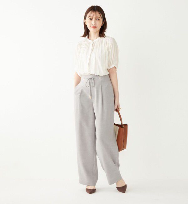 SHIPS Colors 「SHIPS Colors:〈洗濯機可能〉サテン ギャザー 5分袖 シャツ◇」|シャツ・ブラウス|