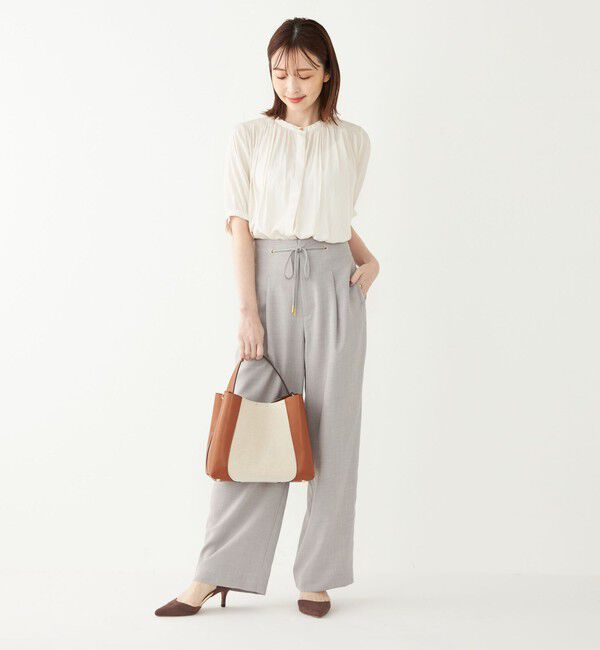 SHIPS Colors 「SHIPS Colors:〈洗濯機可能〉サテン ギャザー 5分袖 シャツ◇」|シャツ・ブラウス|