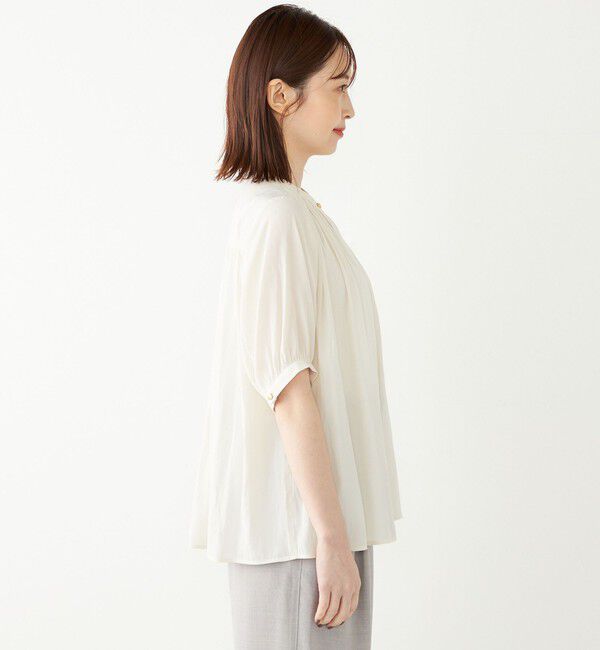 SHIPS Colors 「SHIPS Colors:〈洗濯機可能〉サテン ギャザー 5分袖 シャツ◇」|シャツ・ブラウス|