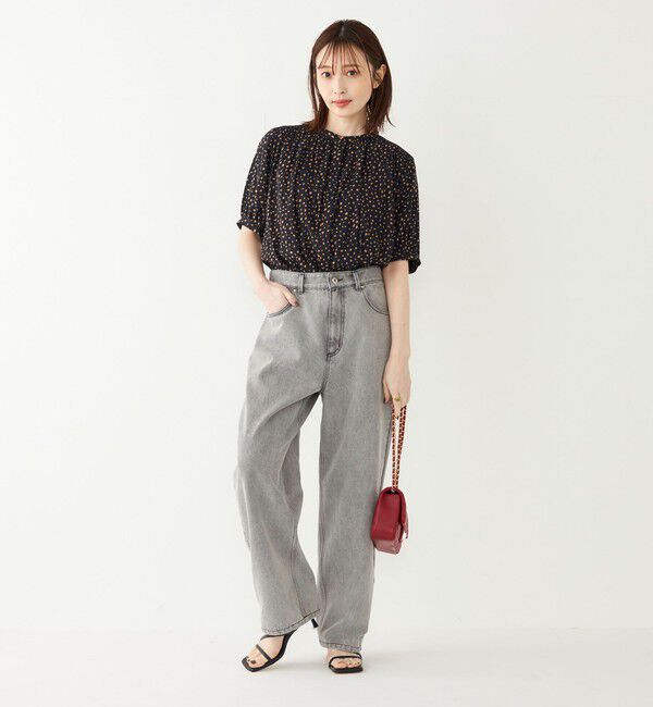 SHIPS Colors 「SHIPS Colors:〈洗濯機可能〉サテン ギャザー 5分袖 シャツ◇」|シャツ・ブラウス|