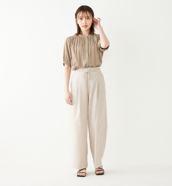 SHIPS Colors 「SHIPS Colors:〈洗濯機可能〉サテン ギャザー 5分袖 シャツ◇」|シャツ・ブラウス|