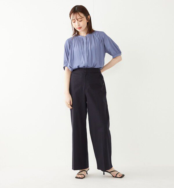 SHIPS Colors 「SHIPS Colors:〈洗濯機可能〉サテン ギャザー 5分袖 シャツ◇」|シャツ・ブラウス|