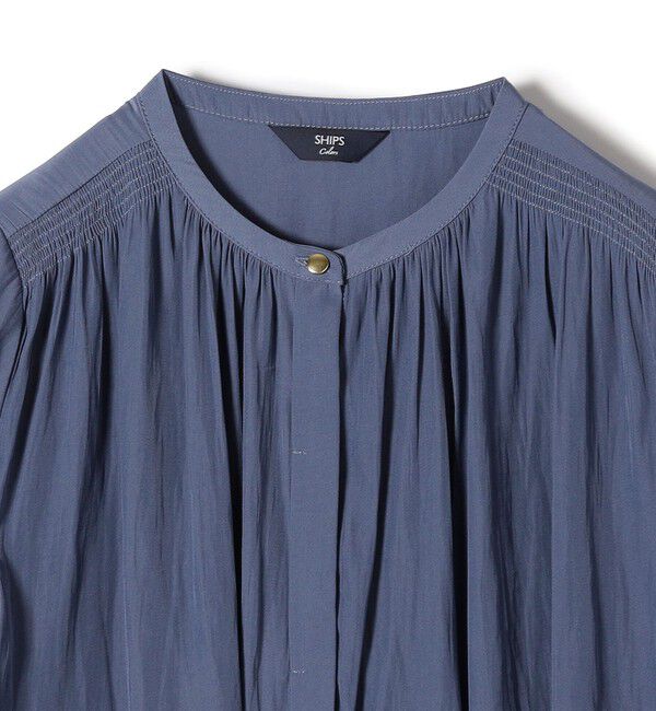 SHIPS Colors 「SHIPS Colors:〈洗濯機可能〉サテン ギャザー 5分袖 シャツ◇」|シャツ・ブラウス|