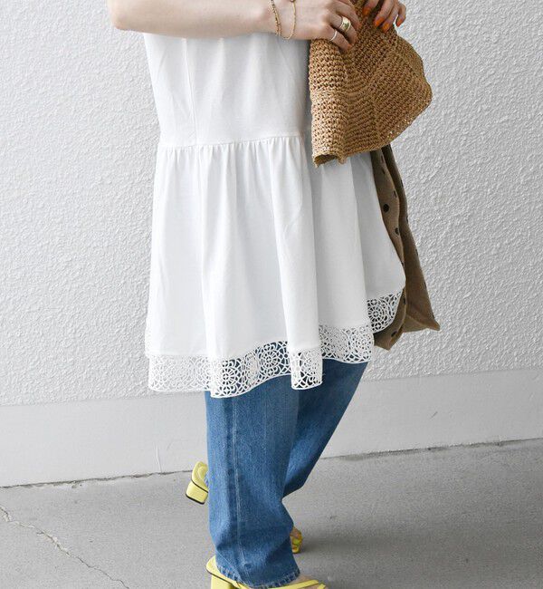 SHIPS any「SHIPS any:〈洗濯機可能〉ティアード レース チュニック Tシャツ」|Tシャツ・カットソー|