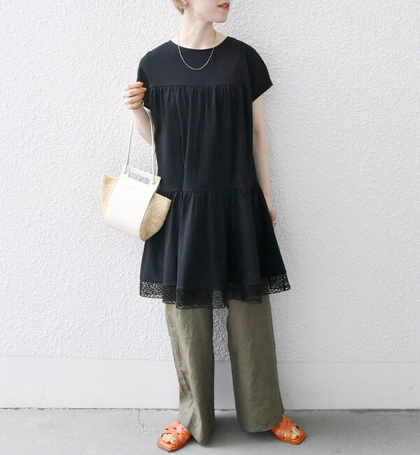 SHIPS any「SHIPS any:〈洗濯機可能〉ティアード レース チュニック Tシャツ」|Tシャツ・カットソー|