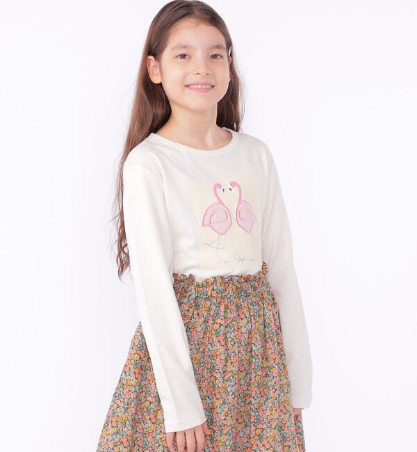 SHIPS KIDS「SHIPS KIDS:140～150cm / ツイン バード フェイクファー 長袖 TEE」|Tシャツ・カットソー|