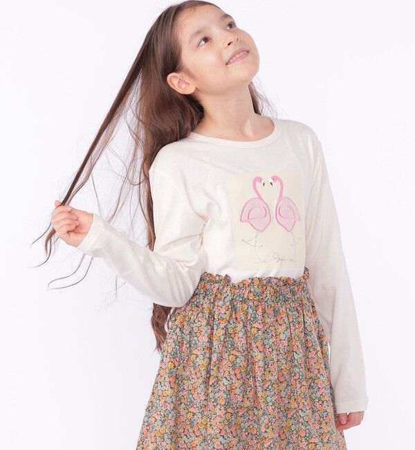 SHIPS KIDS「SHIPS KIDS:140～150cm / ツイン バード フェイクファー 長袖 TEE」|Tシャツ・カットソー|