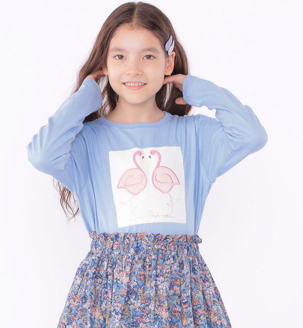 SHIPS KIDS「SHIPS KIDS:140～150cm / ツイン バード フェイクファー 長袖 TEE」|Tシャツ・カットソー|