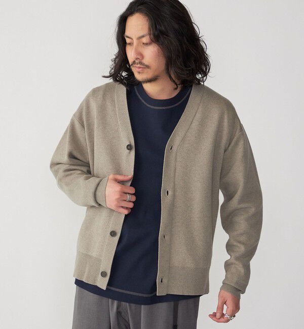 SHIPS「SHIPS: 〈手洗い可能〉 ダブルフェイス コットン カシミヤ Vネック カーディガン」|カーディガン|キャメル