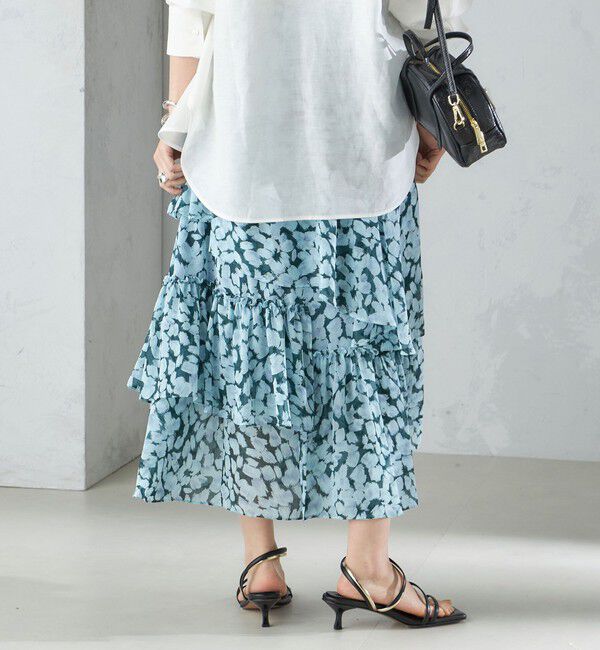 SHIPS for women「〈手洗い可能〉フラワー プリント ティアード スカート 24SS ◇」|スカート|