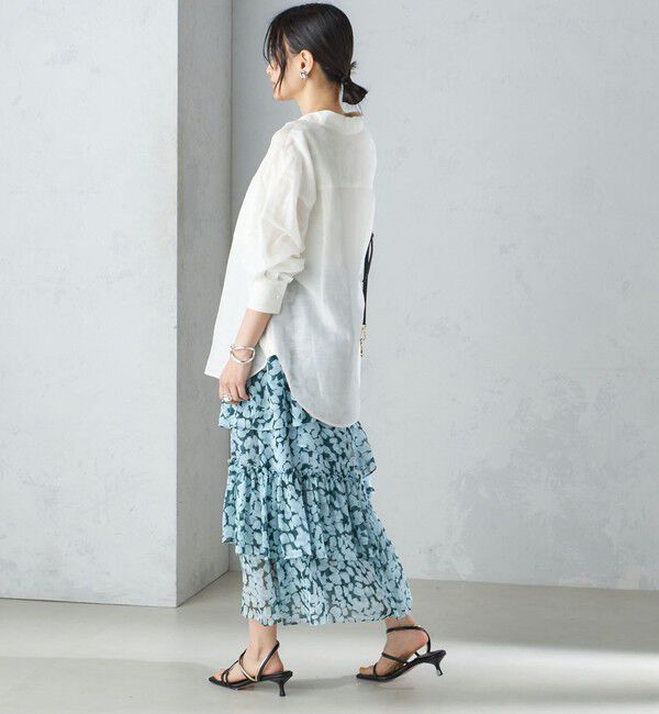 SHIPS for women「〈手洗い可能〉フラワー プリント ティアード スカート 24SS ◇」|スカート|