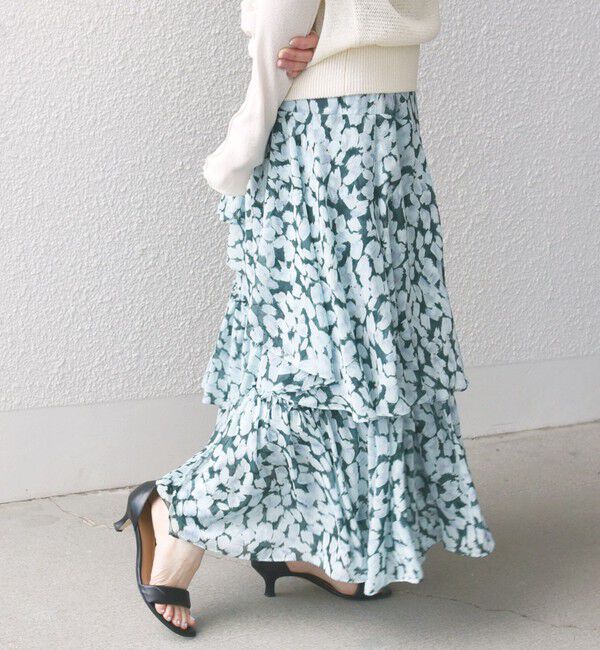 SHIPS for women「〈手洗い可能〉フラワー プリント ティアード スカート 24SS ◇」|スカート|