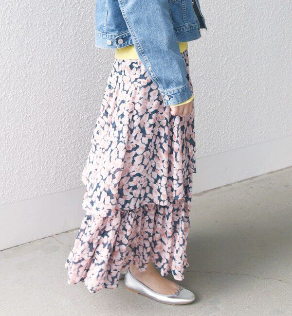 SHIPS for women「〈手洗い可能〉フラワー プリント ティアード スカート 24SS ◇」|スカート|