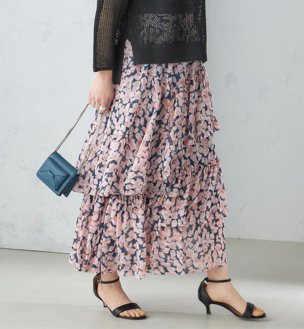 SHIPS for women「〈手洗い可能〉フラワー プリント ティアード スカート 24SS ◇」|スカート|