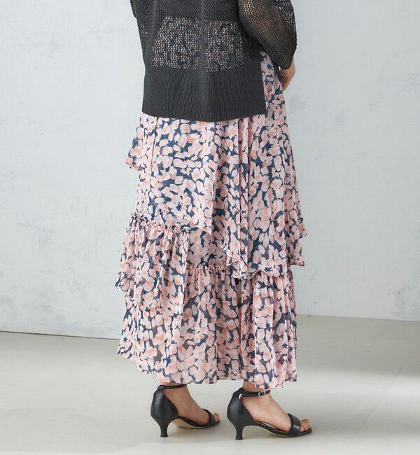 SHIPS for women「〈手洗い可能〉フラワー プリント ティアード スカート 24SS ◇」|スカート|