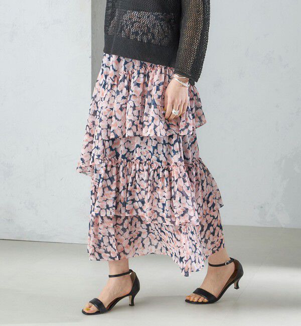 SHIPS for women「〈手洗い可能〉フラワー プリント ティアード スカート 24SS ◇」|スカート|