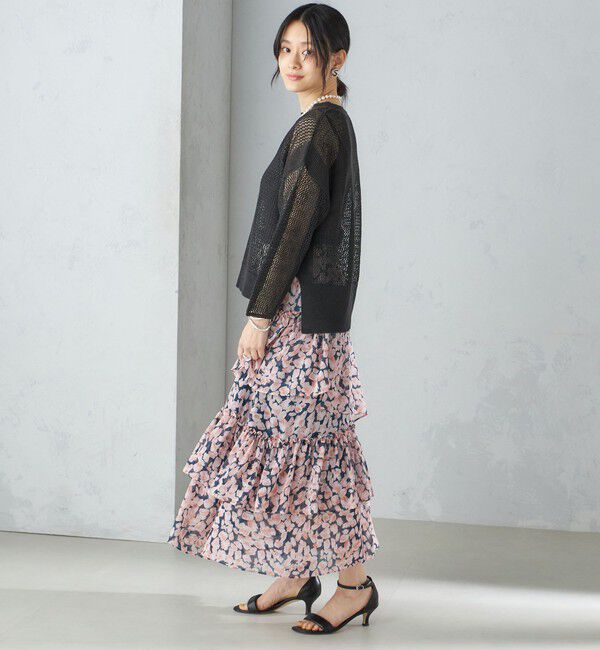 SHIPS for women「〈手洗い可能〉フラワー プリント ティアード スカート 24SS ◇」|スカート|