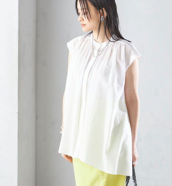 SHIPS for women「〈手洗い可能〉コットン リップル アシメ ブラウス ◇」|シャツ・ブラウス|オフホワイト