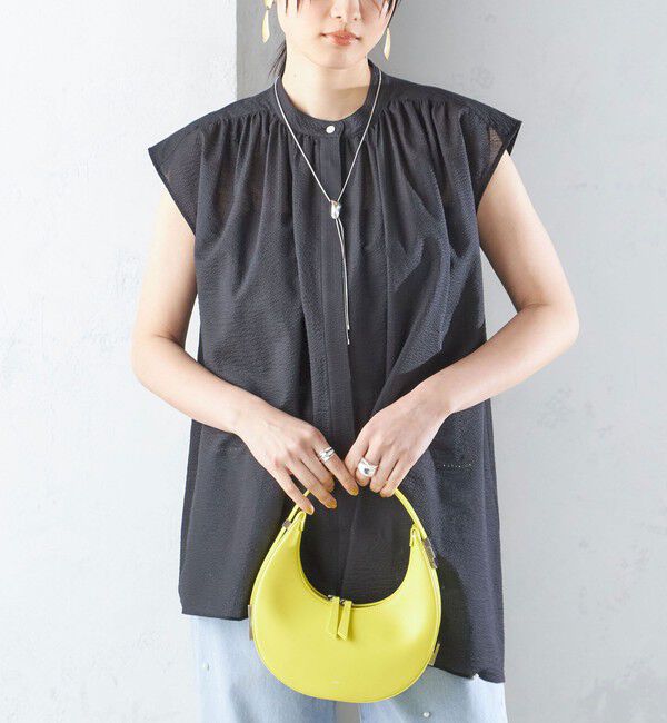 SHIPS for women「〈手洗い可能〉コットン リップル アシメ ブラウス ◇」|シャツ・ブラウス|ブラック