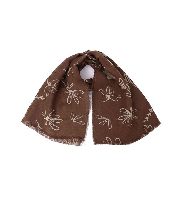 SHIPS for women「THROW:〈手洗い可能〉Flower Line OX」|ストール|ブラウン
