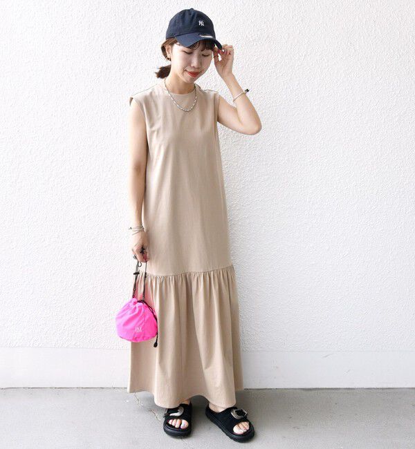 SHIPS for women「〈手洗い可能〉ワンコットン ティアード カットソー ワンピース」|ワンピース|ベージュ