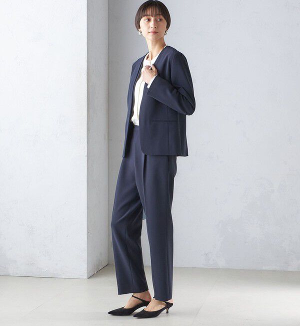 SHIPS for women「〈手洗い可能〉トリアセテート混 ダブルカラー ジャケット（セットアップ対応）」|ノーカラージャケット|