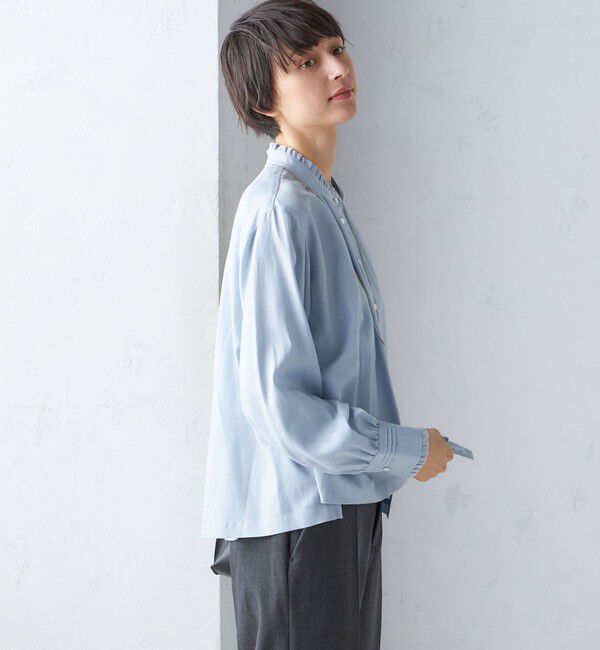 SHIPS for women「〈手洗い可能〉フリル ネック フロント ギャザー ブラウス」|シャツ・ブラウス|