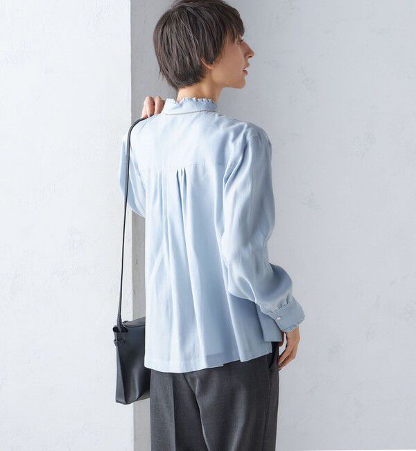 SHIPS for women「〈手洗い可能〉フリル ネック フロント ギャザー ブラウス」|シャツ・ブラウス|