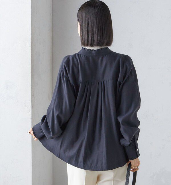 SHIPS for women「〈手洗い可能〉フリル ネック フロント ギャザー ブラウス」|シャツ・ブラウス|