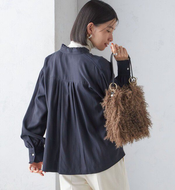 SHIPS for women「〈手洗い可能〉フリル ネック フロント ギャザー ブラウス」|シャツ・ブラウス|