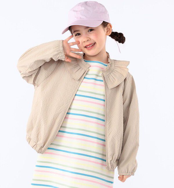 SHIPS KIDS「SHIPS KIDS:100～130cm /〈UVカット/洗濯機可能〉フリル パーカ」|ブルゾン・スタジャン|
