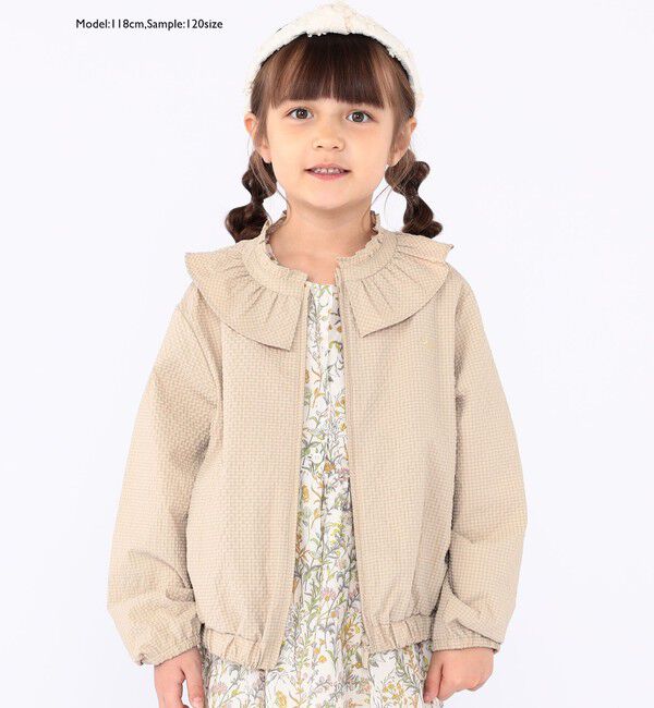 SHIPS KIDS「SHIPS KIDS:100～130cm /〈UVカット/洗濯機可能〉フリル パーカ」|ブルゾン・スタジャン|