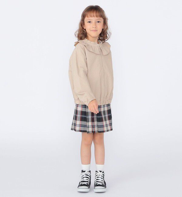 SHIPS KIDS「SHIPS KIDS:100～130cm /〈UVカット/洗濯機可能〉フリル パーカ」|ブルゾン・スタジャン|