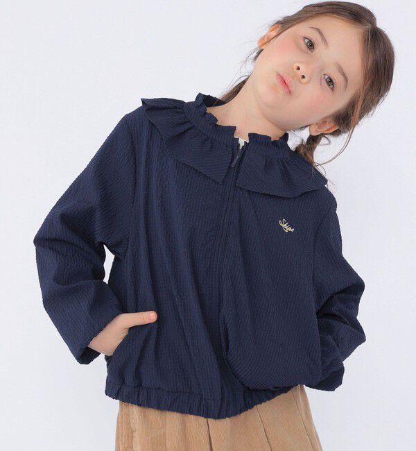 SHIPS KIDS「SHIPS KIDS:100～130cm /〈UVカット/洗濯機可能〉フリル パーカ」|ブルゾン・スタジャン|ネイビー