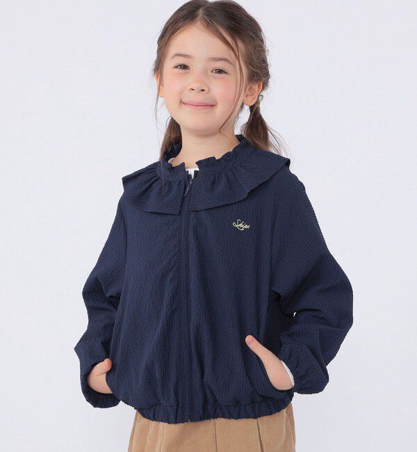 SHIPS KIDS「SHIPS KIDS:100～130cm /〈UVカット/洗濯機可能〉フリル パーカ」|ブルゾン・スタジャン|