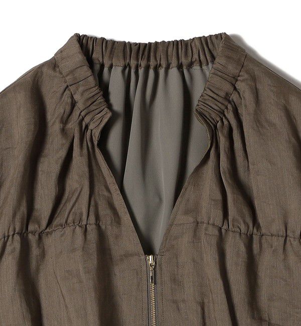 SHIPS for women「〈手洗い可能〉バック ギャザー リネン ジップ ブルゾン」|ブルゾン・スタジャン|