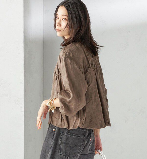 SHIPS for women「〈手洗い可能〉バック ギャザー リネン ジップ ブルゾン」|ブルゾン・スタジャン|