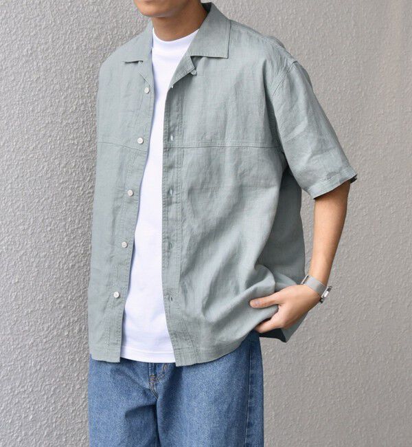 SHIPS any「SHIPS any:〈洗濯機可能〉NOVELTEX リネン オープンカラーシャツ(セットアップ対応)◇」|シャツ・ブラウス|