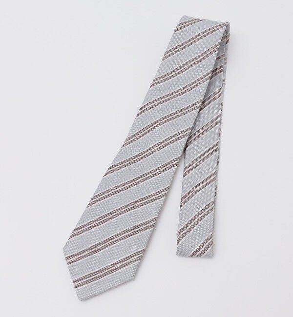 SHIPS Colors 「SHIPS Colors:シルク リネン ストライプ ネクタイ」|ネクタイ・蝶ネクタイ|シルバー