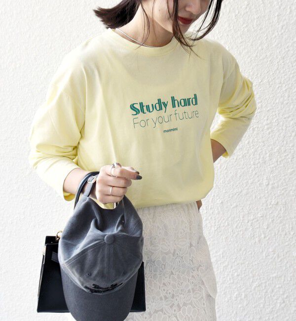 SHIPS any「【SHIPS any別注】MONMIMI:〈洗濯機可能〉ロゴ プリント ロンTEE 25SS」|Tシャツ・カットソー|イエロー