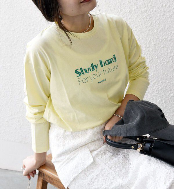 SHIPS any「【SHIPS any別注】MONMIMI:〈洗濯機可能〉ロゴ プリント ロンTEE 25SS」|Tシャツ・カットソー|