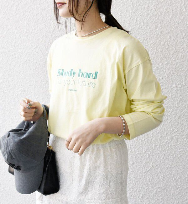 SHIPS any「【SHIPS any別注】MONMIMI:〈洗濯機可能〉ロゴ プリント ロンTEE 25SS」|Tシャツ・カットソー|