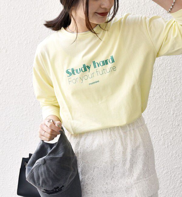 SHIPS any「【SHIPS any別注】MONMIMI:〈洗濯機可能〉ロゴ プリント ロンTEE 25SS」|Tシャツ・カットソー|